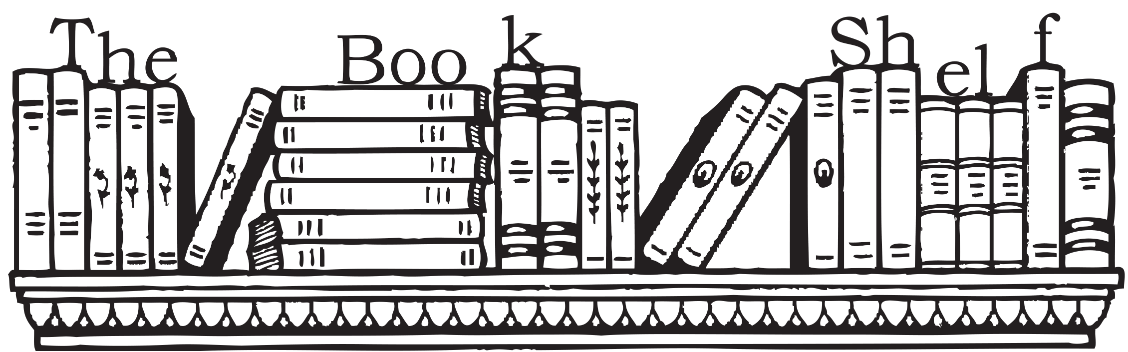 Books on a shelf with the words The Book Shelf