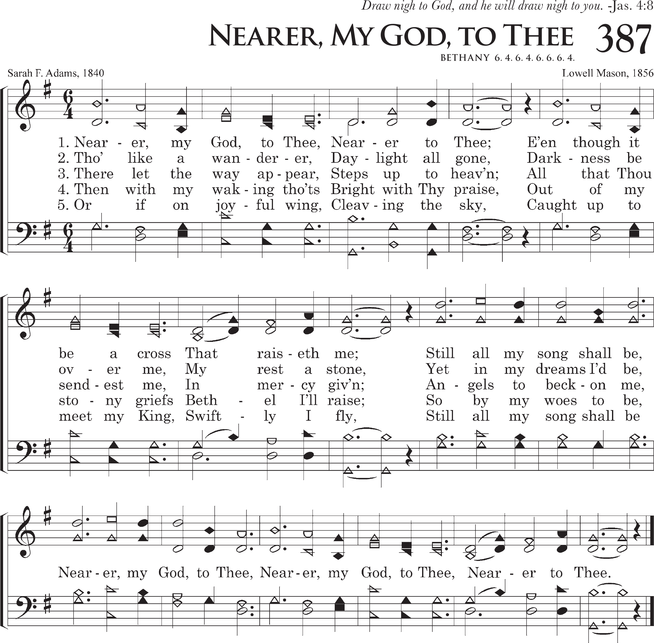 Sheet music for Nearer, My God, to Thee