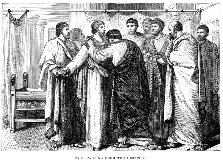 Engraving of Paul parting from the disciples
