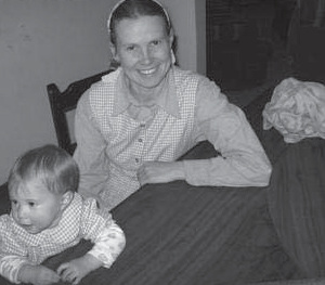 Woman and small child indoors