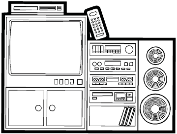 Illustration of a television and audio equipment