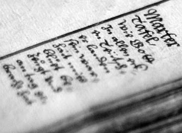 Close-up of handwriting in the Hutterian Chronicles