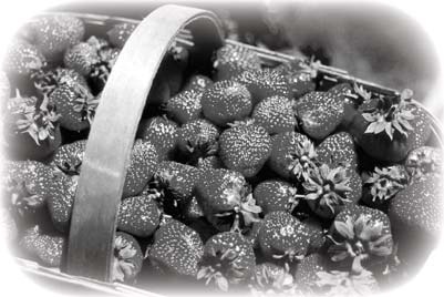 A basket filled with strawberries
