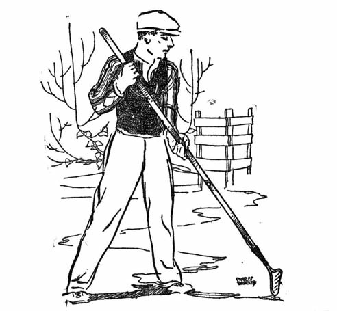 A man hoeing a garden