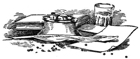 Engraving of papers and books beside a vessel on a writing table
