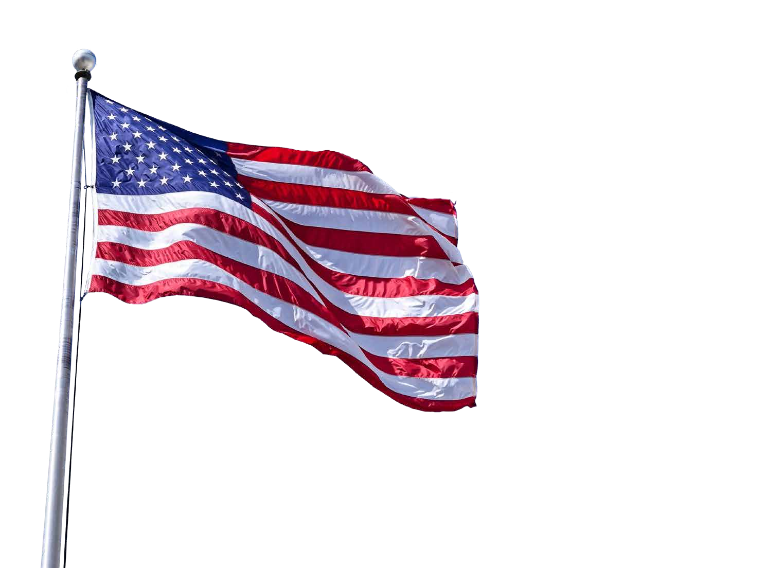 An American flag waving on a flagpole