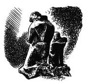 Illustration of an adult and child kneeling together.