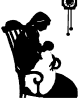 Silhouette of a woman seated in a chair