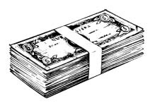 Illustration of a bundled stack of banknotes.