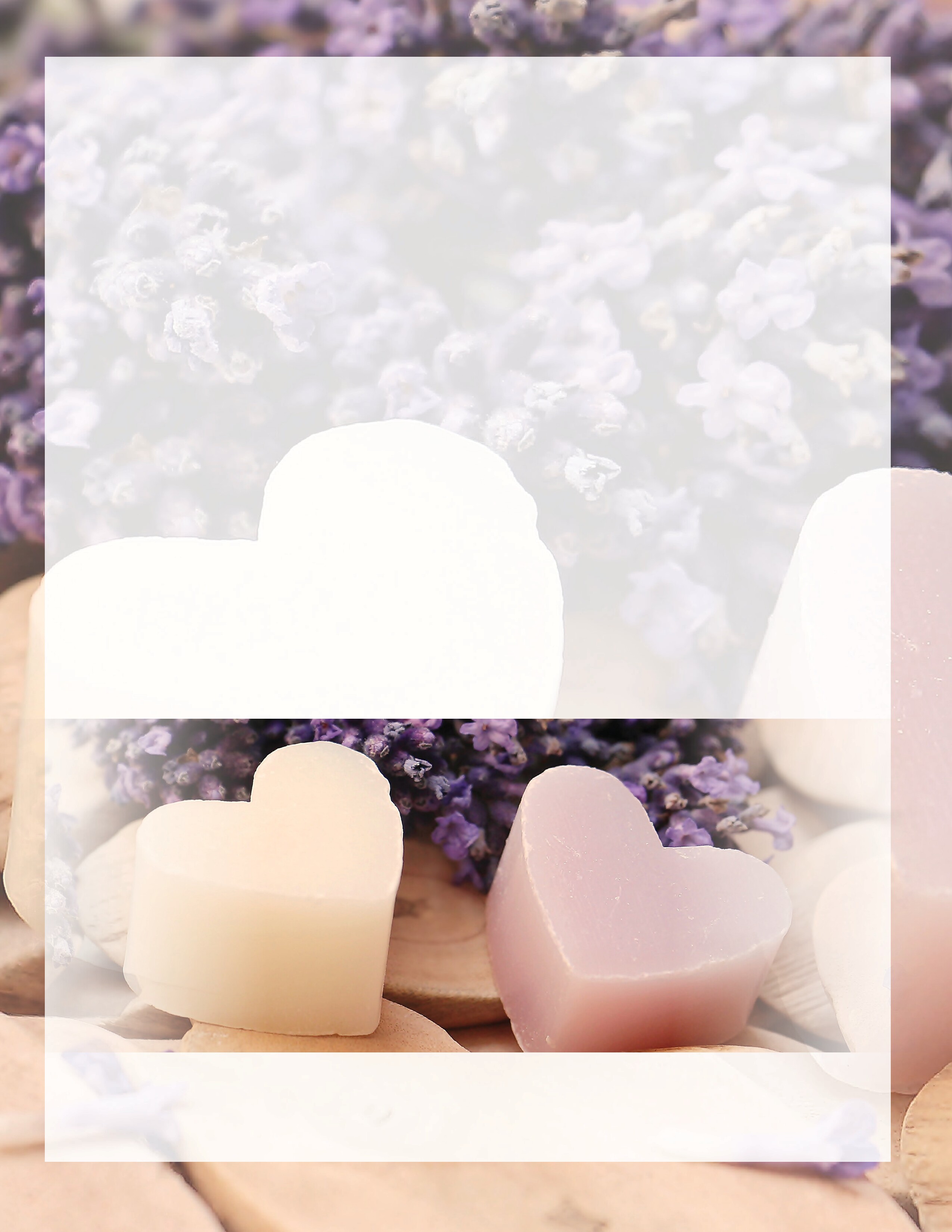 Two heart-shaped soaps among purple flowers