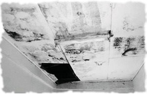Damaged ceiling inside a clinic